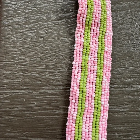 J. Crew Pink & Green Beaded Grosgrain Ribbon Belt, one size - Picture 2 of 4